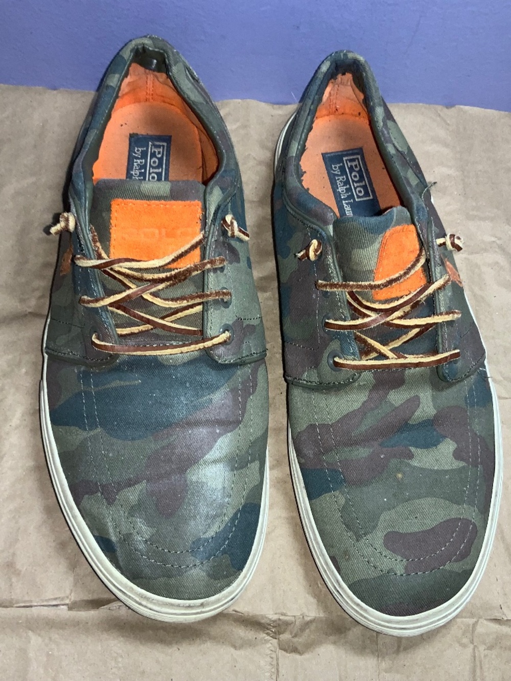 Polo Ralph Lauren Faxon Low top Camo Sneakers Sz 11D Leather laces